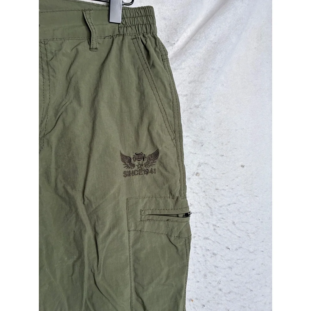 Outdoor Fashion Legendary Mens Green Cargo Pants Utility Hiking Trousers Size L